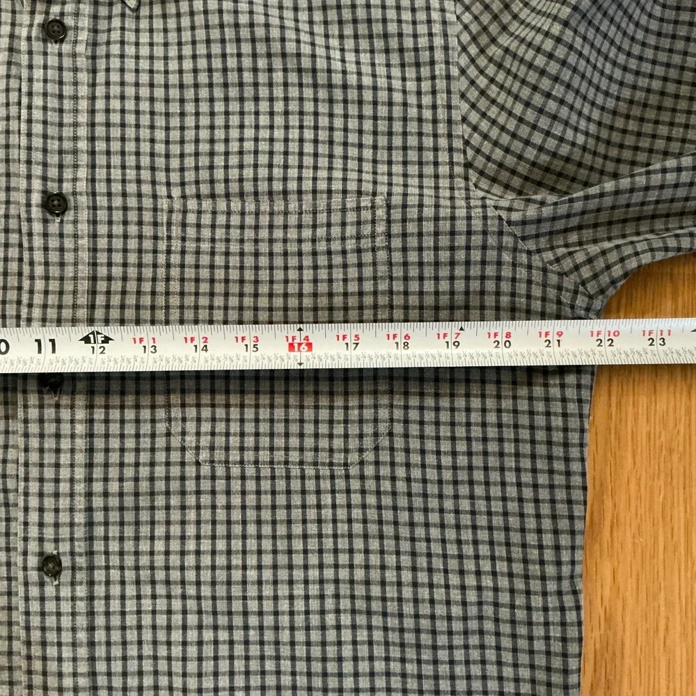 Billy Reid Medium Gray Black Micro Check Shirt‎ Made in Italy Standard Fit